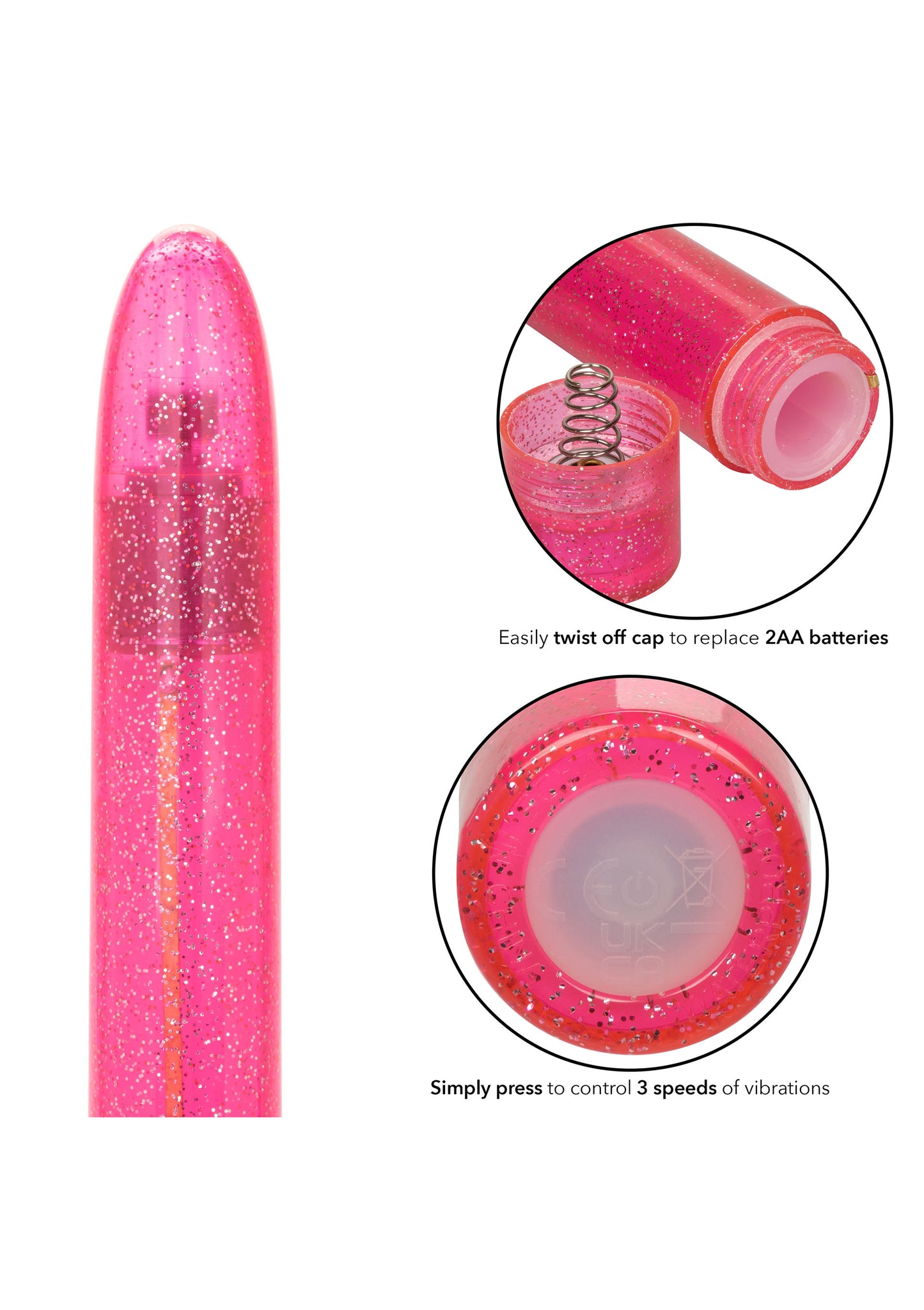 Vibratore classico rosa Sparkle Slim Vibe