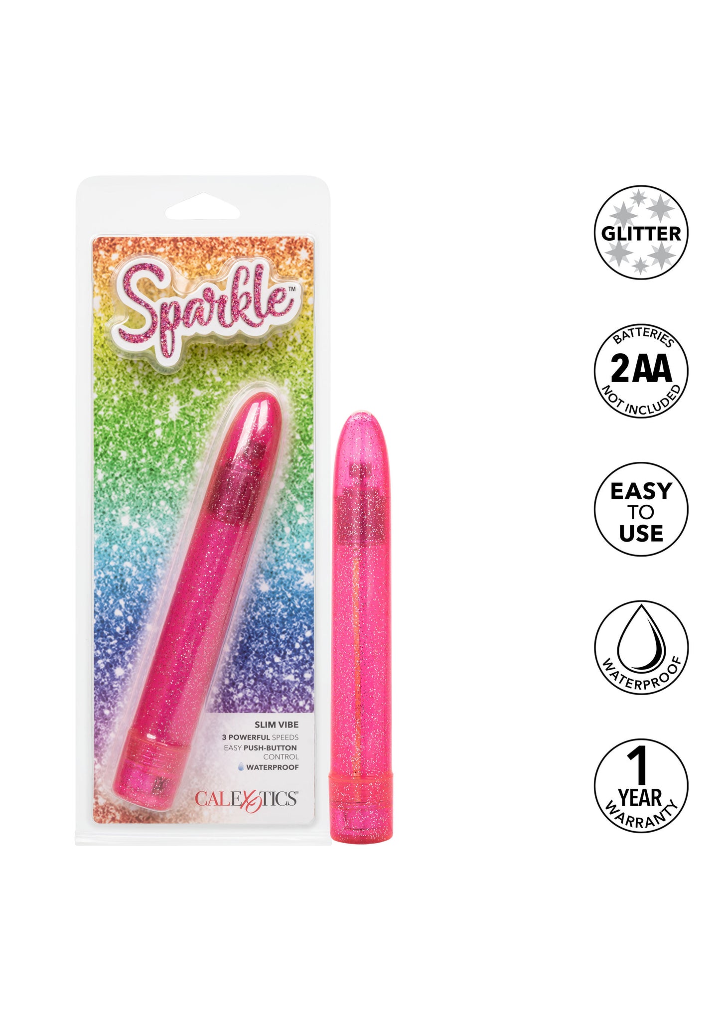 Vibratore classico rosa Sparkle Slim Vibe