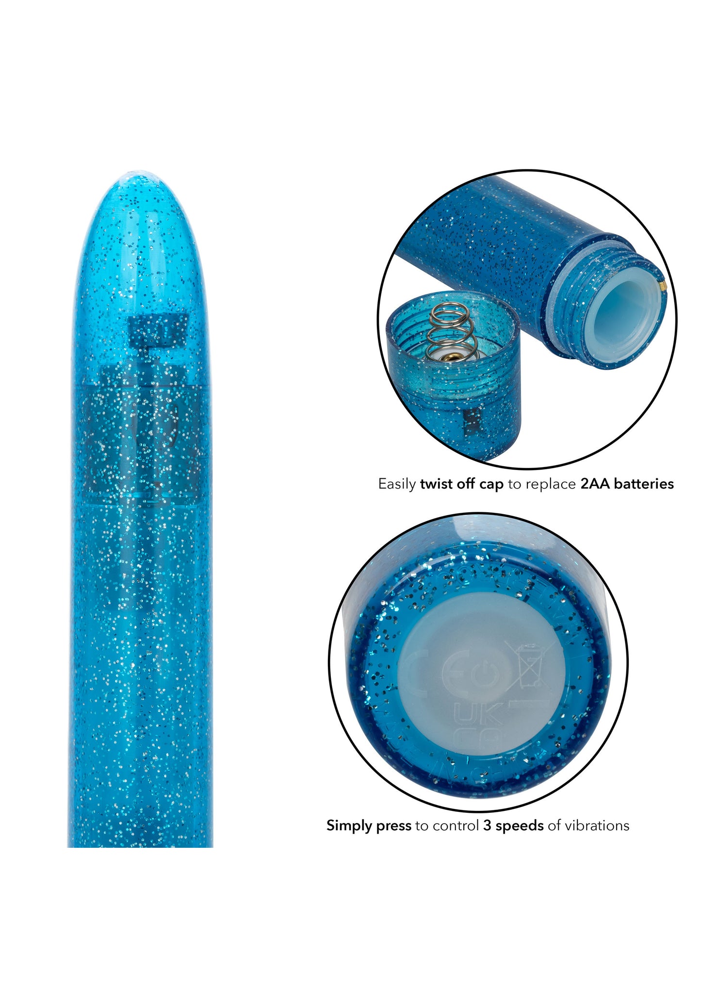 Vibratore classico blu Sparkle Slim Vibe