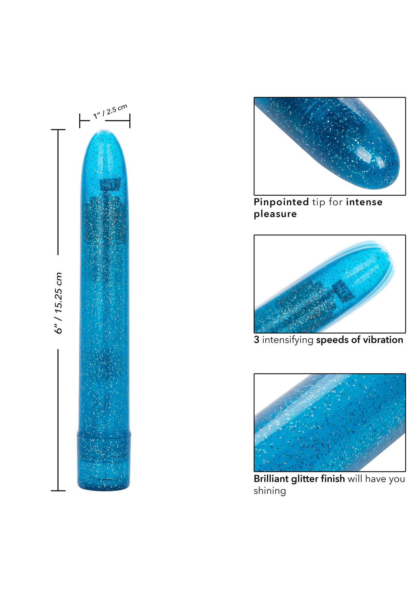 Vibratore classico blu Sparkle Slim Vibe