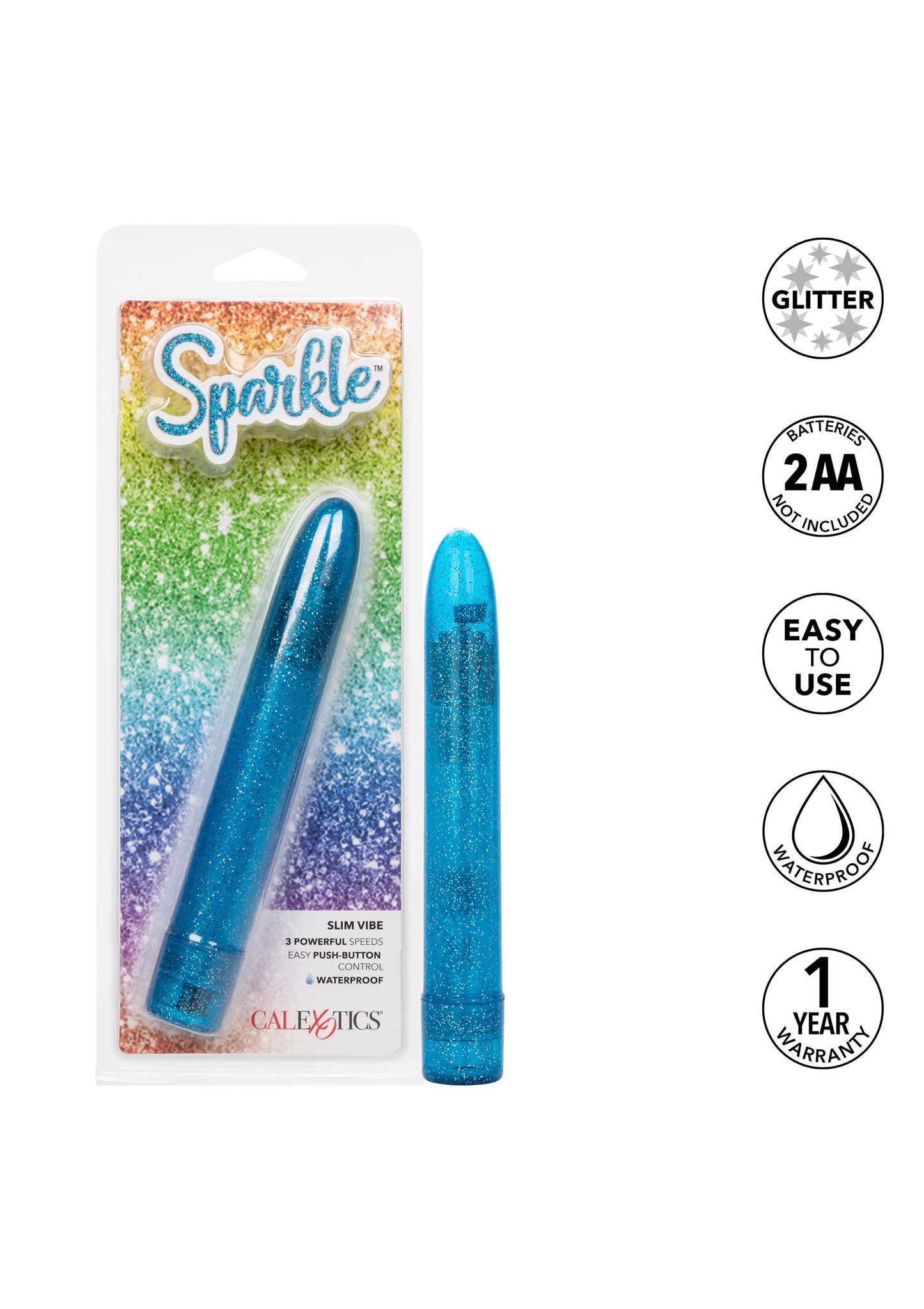Vibratore classico blu Sparkle Slim Vibe