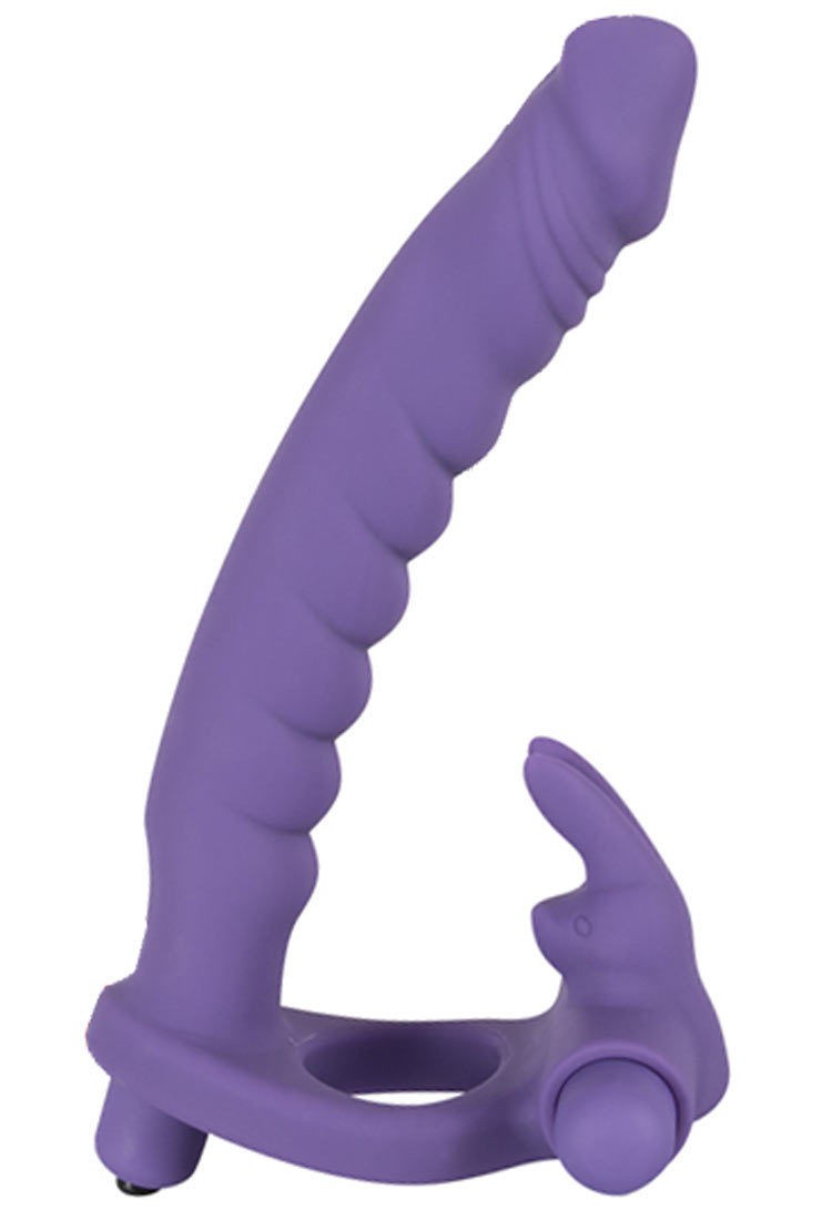 Fallo anale vibrante indossabile strap oncon anello fallico vibrante DOUBLE DELIGHT