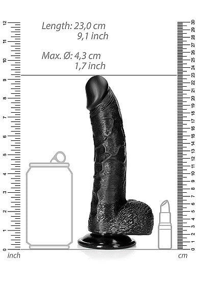 Fallo realistico nero Dildo with Balls and Suction Cup - 8''/ 20,5 cm