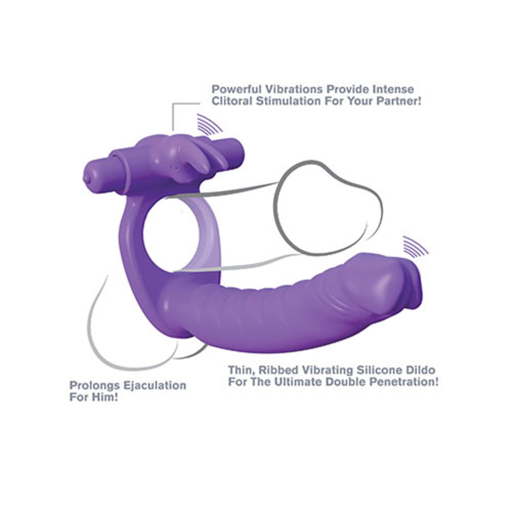 Fallo anale vibrante indossabile strap oncon anello fallico vibrante DOUBLE DELIGHT