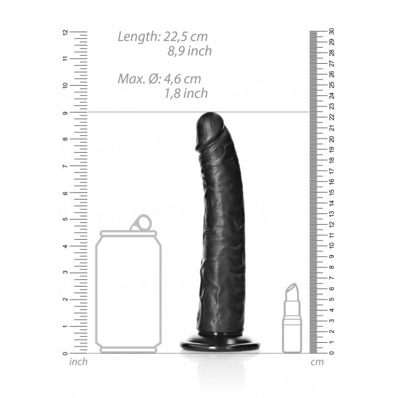Fallo grande nero slim REALISTIC DILDO without Balls WITH SUCTION CUP - 8''/ 20,5 CM