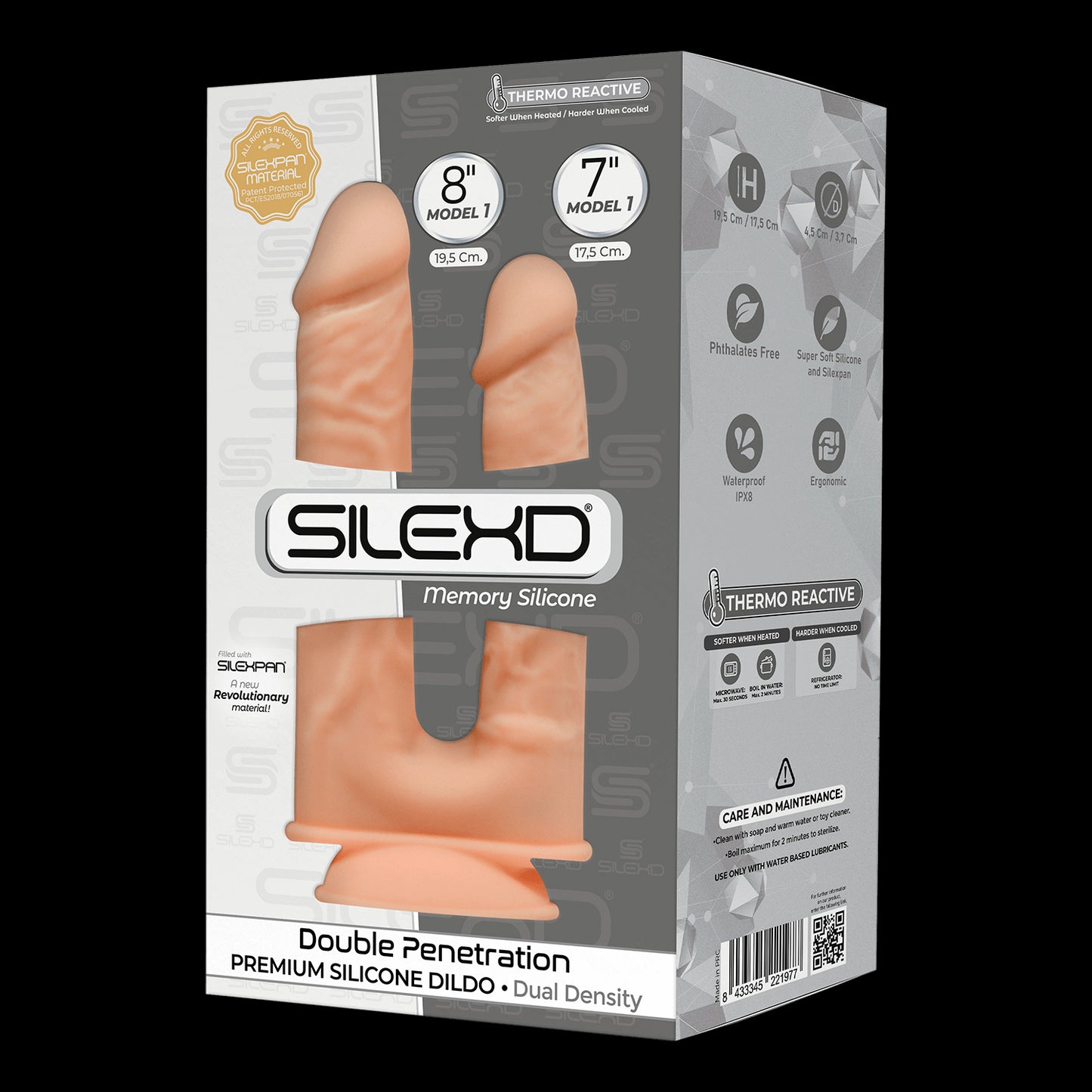 Fallo doppio realistico con ventosa Model 1 double penetration 19.5 cm 17.5 cm