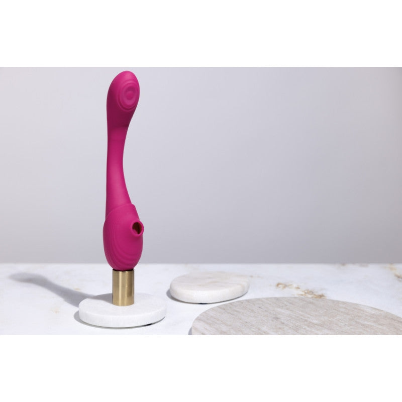 Vibratore vaginale Double Ended Pulse Wave Air-Wave Bendable Vibrator Pink