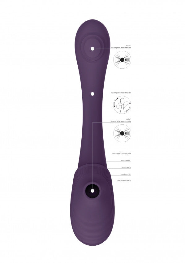 Vibratore vaginale Double Ended Pulse Wave Air-Wave Bendable Vibrator Purple