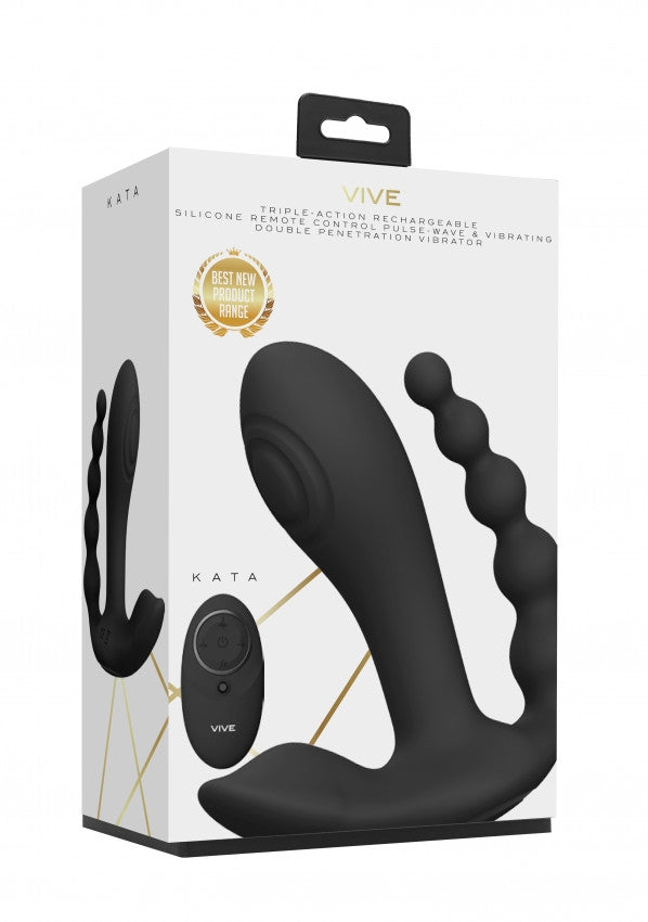 Vibratore doppio vaginale anale Kata - Black