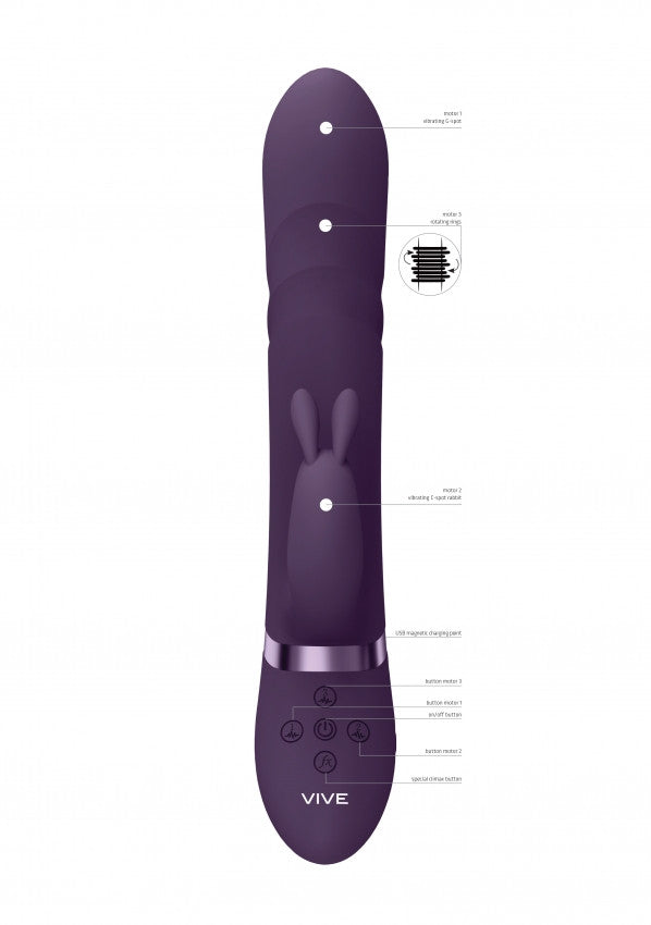 Vibratore vaginale rabbit Vibrating and Rotating Beads, G-Spot Rabbit Purple