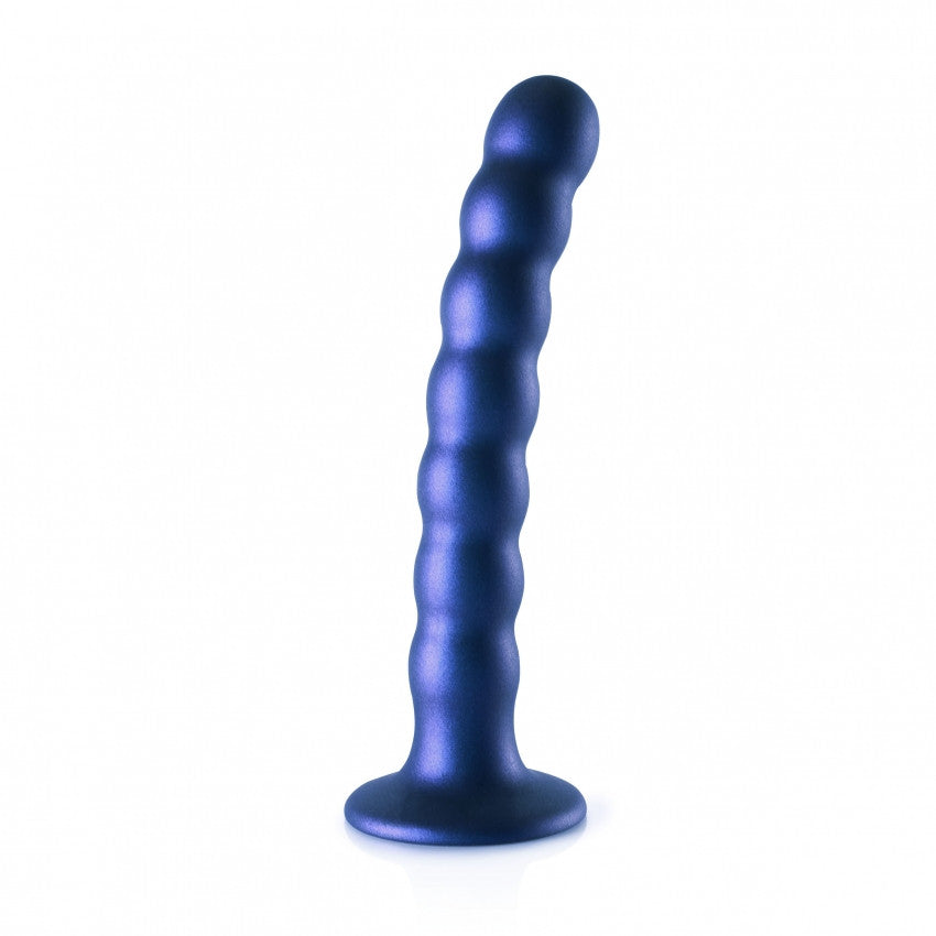 Dildo vaginale con ventosa a sfere Beaded G-Spot Dildo 6,5'' / 16,5 cm Metallic Blue