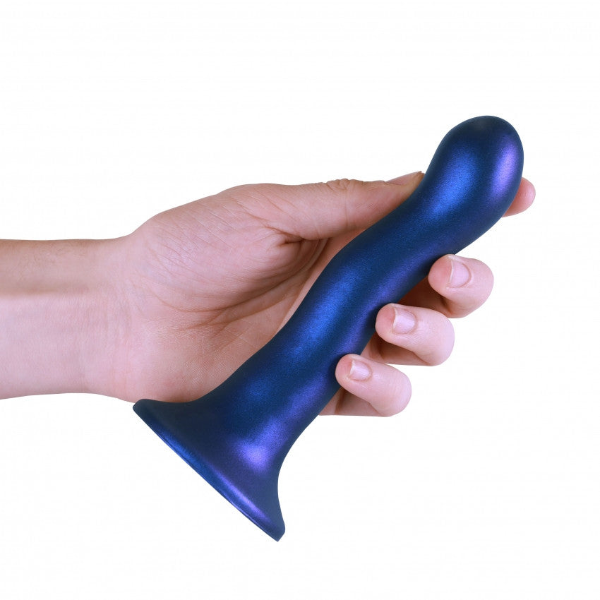 Dildo vaginale con ventosa Ultra Soft Curvy G-Spot Dildo 7''/17 cm Metallic Blue