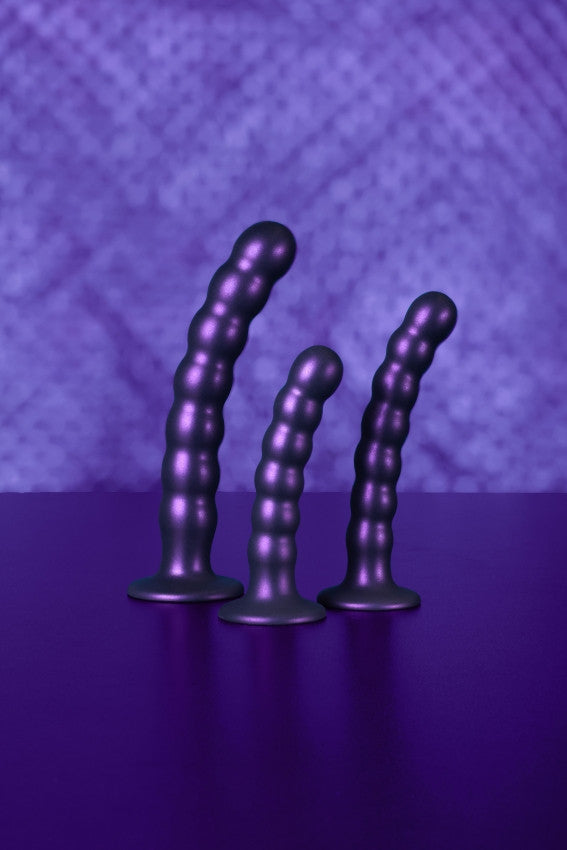 Dildo vaginale con ventosa a sfere Beaded G-Spot Dildo 8'' / 20,5 cm Metallic Purple