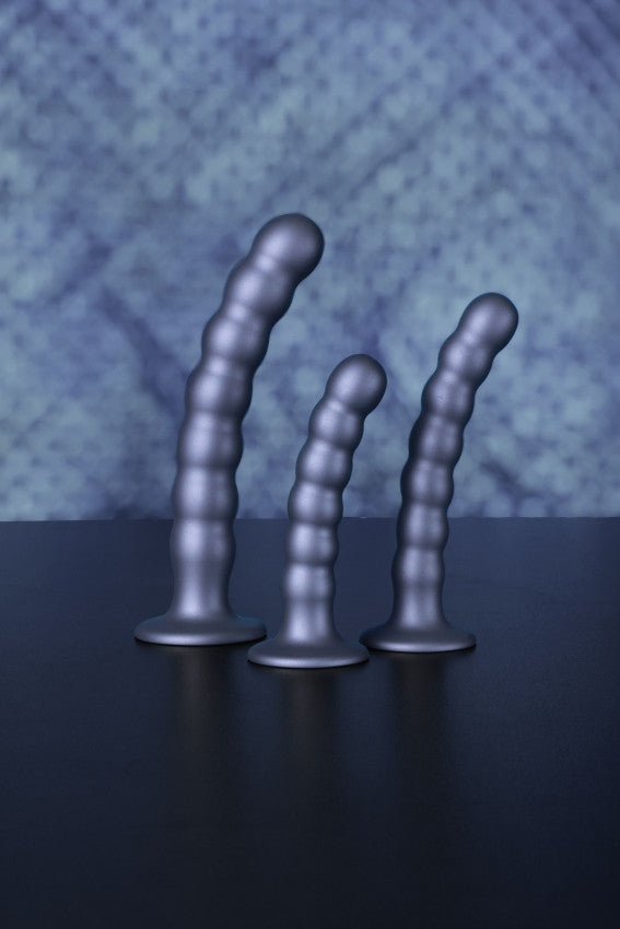 Dildo vaginale con ventosa a sfere Beaded G-Spot Dildo 5'' / 13 cm Gun Metal