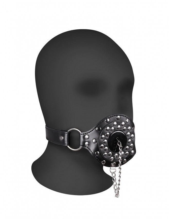 Morso con tappo Open Mouth Gag with Plug Stopper Black