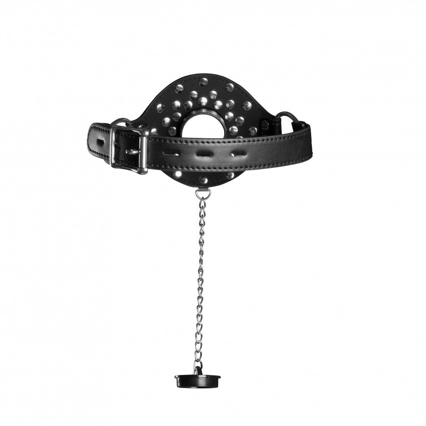 Morso con tappo Open Mouth Gag with Plug Stopper Black