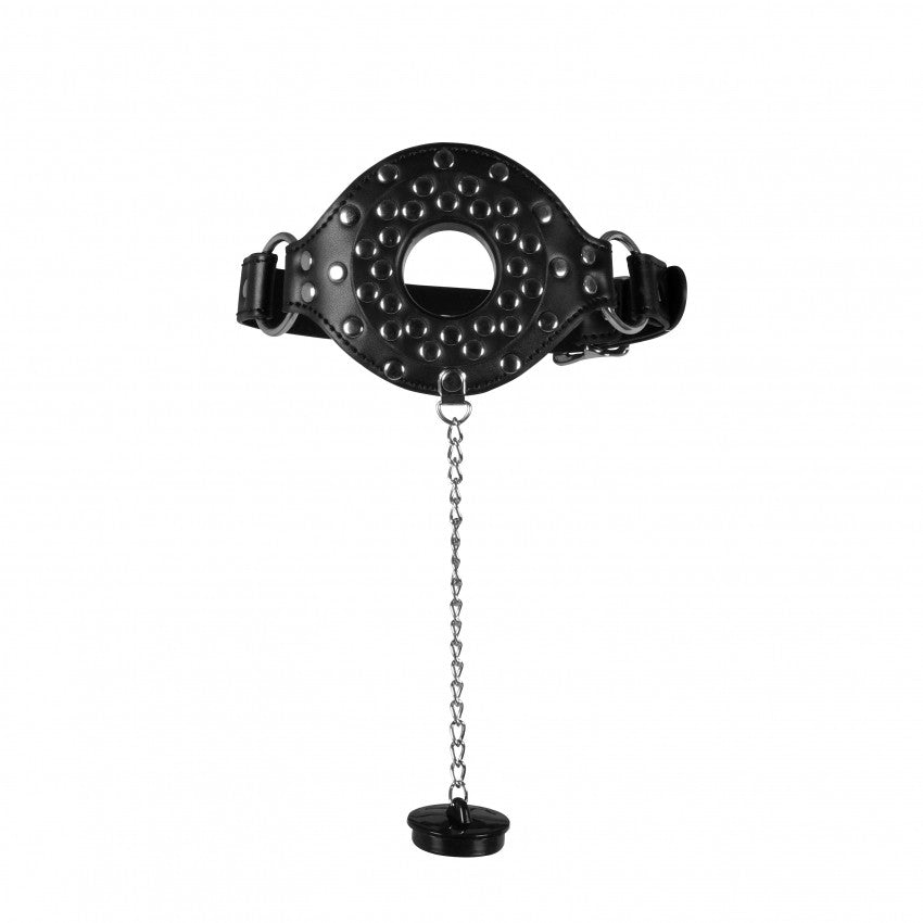 Morso con tappo Open Mouth Gag with Plug Stopper Black