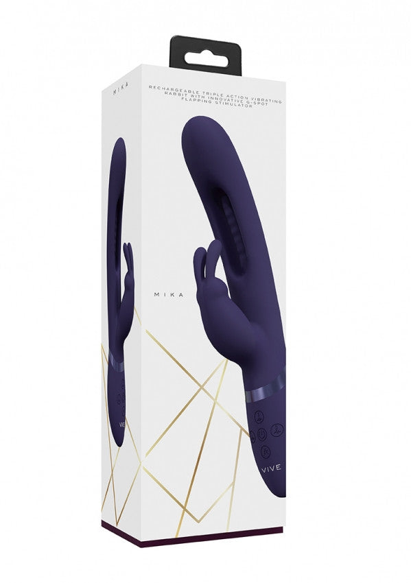 Vibratore rabbit Mika Triple Motor Vibrating Rabbit with Innovative G-Spot Flapping Stimulator Purple