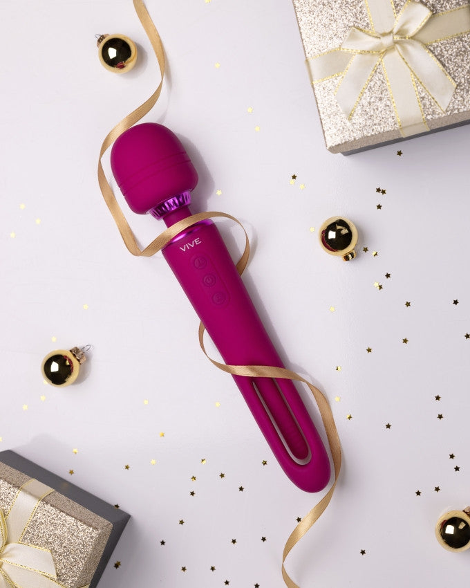Vibratore wand Kiku Double Ended Wand with Innovative G-Spot Flapping Stimulator Pink
