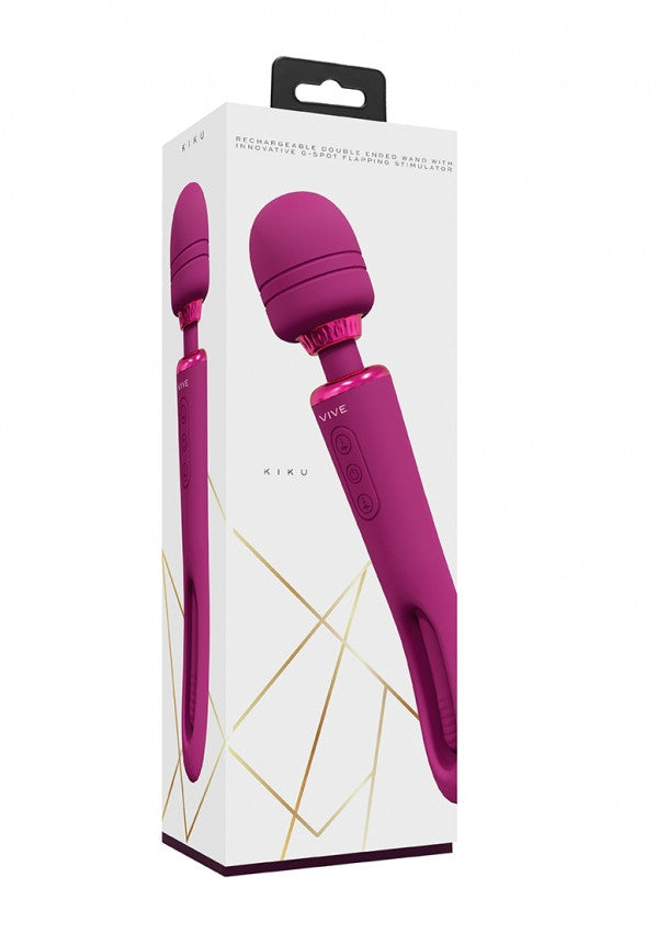 Vibratore wand Kiku Double Ended Wand with Innovative G-Spot Flapping Stimulator Pink