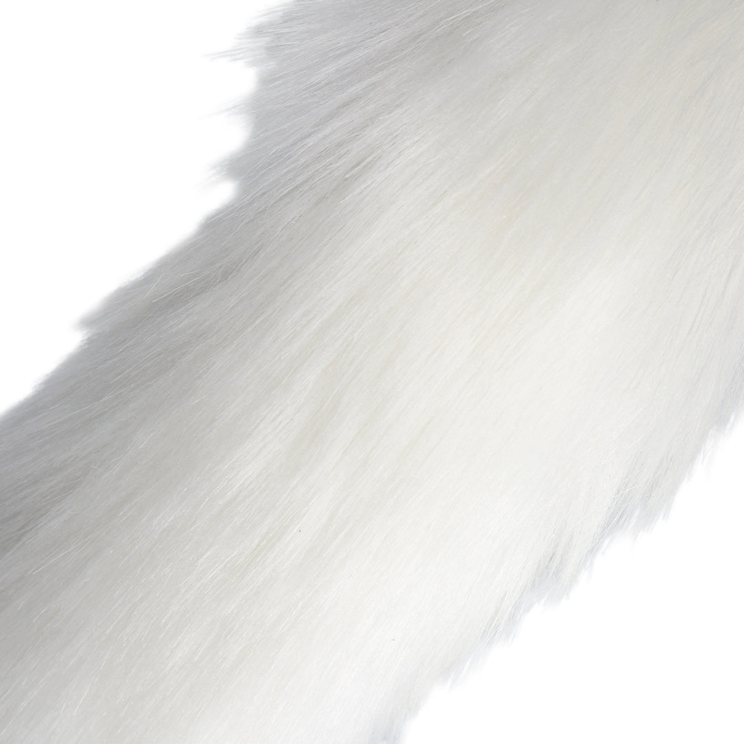Fox Tail with Metal Butt Plug - White