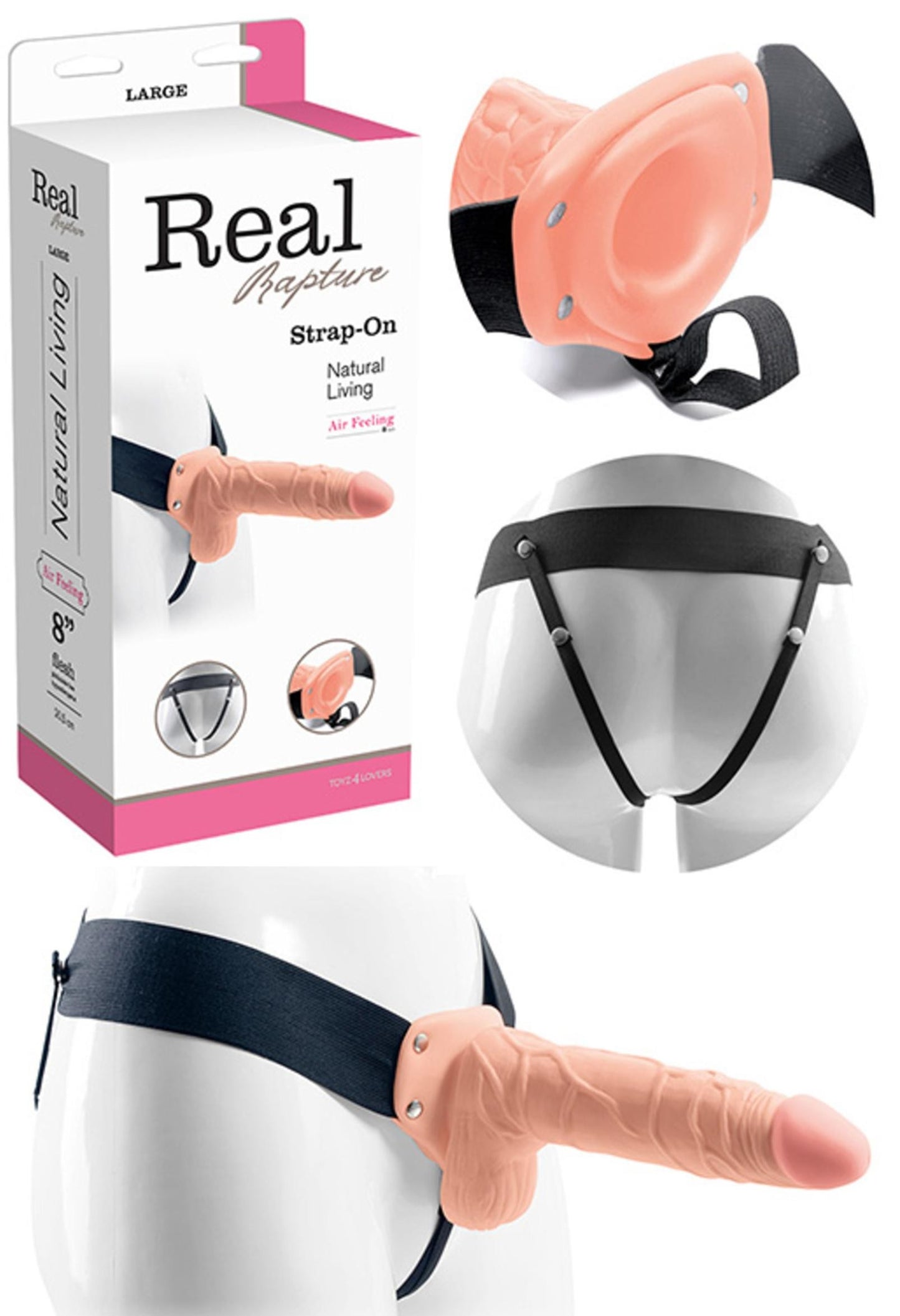 Vibratore Fallo vibrante dildo indossabile strap on cavo Con testicoli Real Rapture 8 Flesh