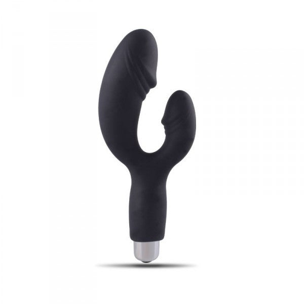 Vibratore realistico doppio nero dildo fallo vibrante vagiinale per punto G in silicone