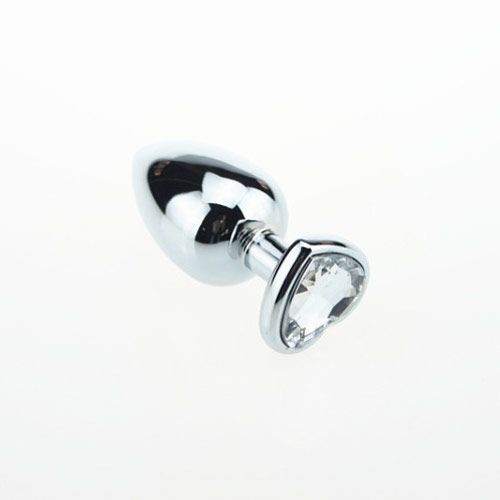 Fallo anale in metallo acciaio dildo grande con pietra gioiello cuore trasparente plug maxi anal butt