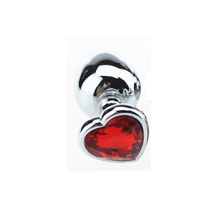 Fallo anale in metallo acciaio dildo grande con pietra gioiello cuore rosso red plug maxi anal butt