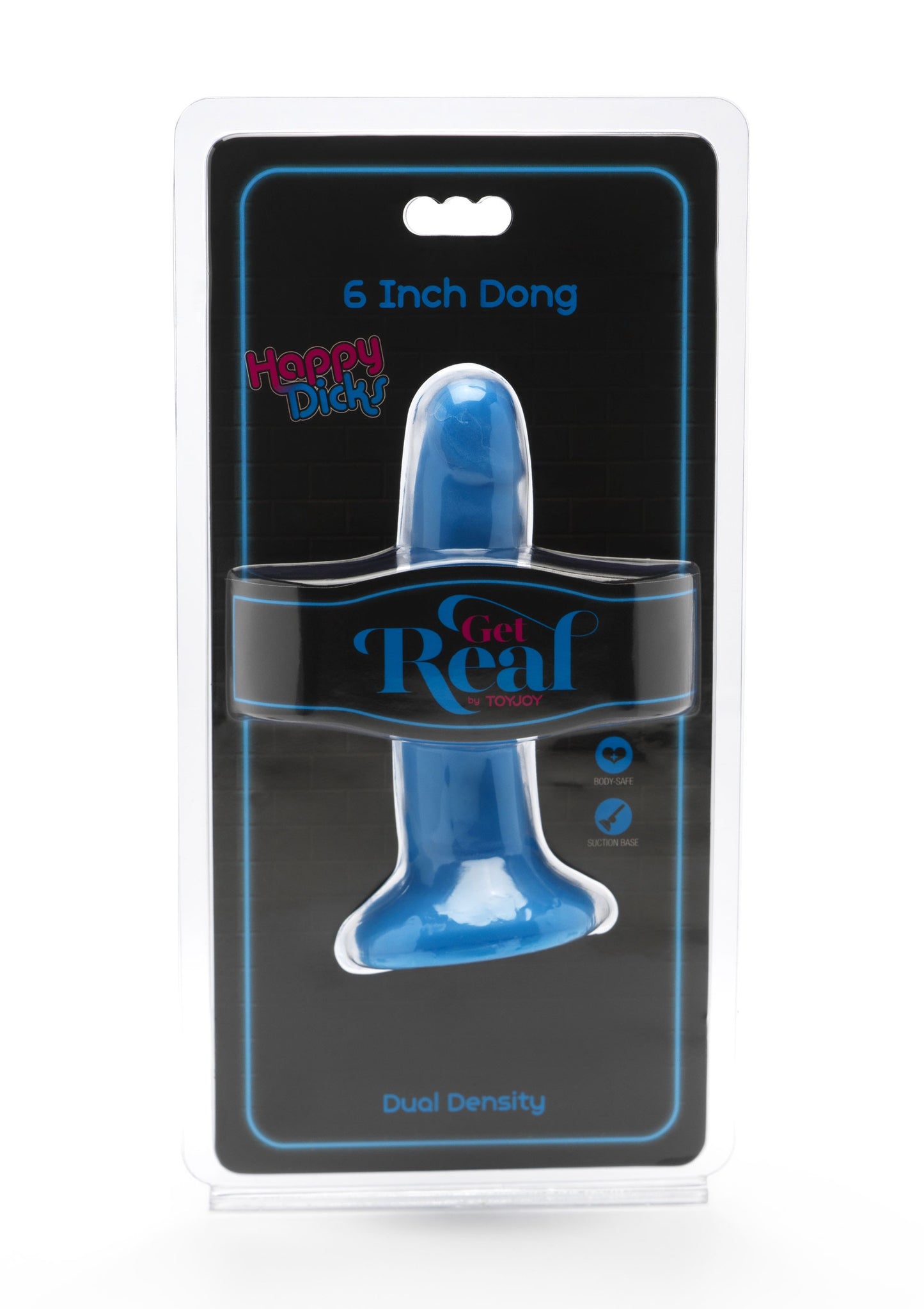 Fallo vaginale anale con ventosa Happy Dicks Dong 6 Inch blu