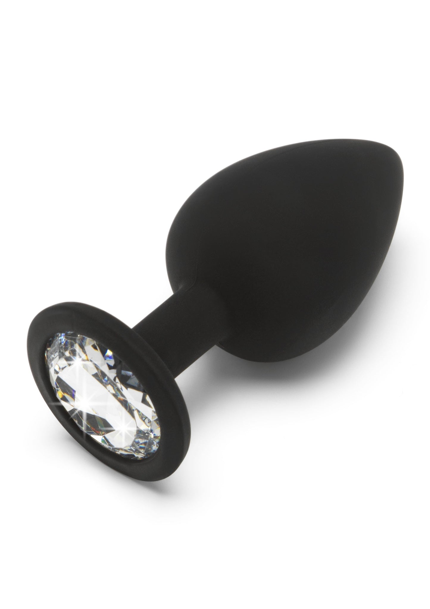 plug anale in silicone nero con gioiello