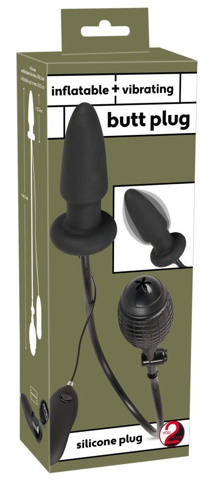 plug anale nero in silicone vibrante gonfiabile con telecomando butt black anal