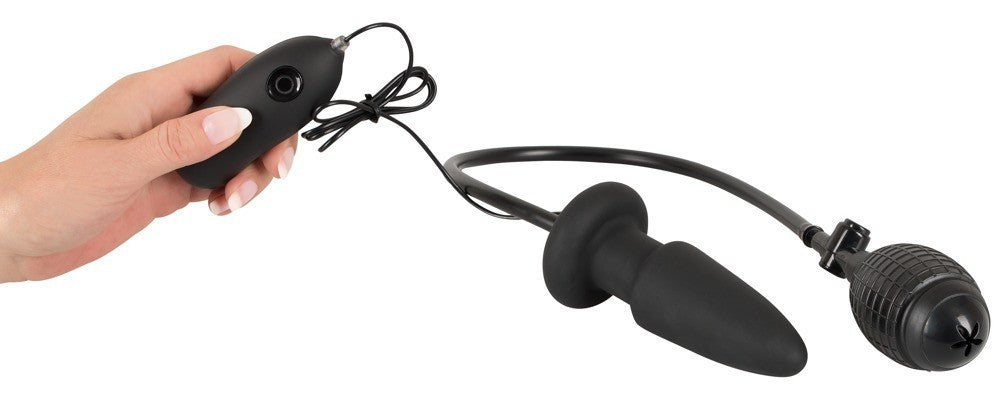 plug anale nero in silicone vibrante gonfiabile con telecomando butt black anal