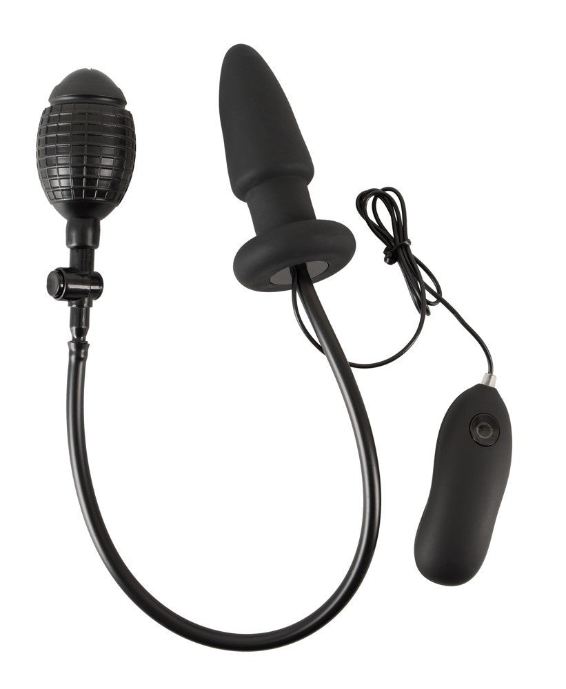 plug anale nero in silicone vibrante gonfiabile con telecomando butt black anal