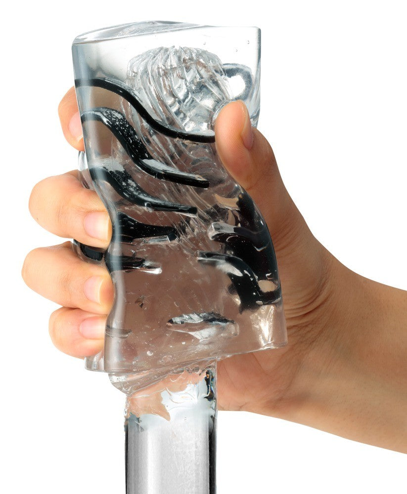 Masturbatore trasparente con stimolatore Crysta