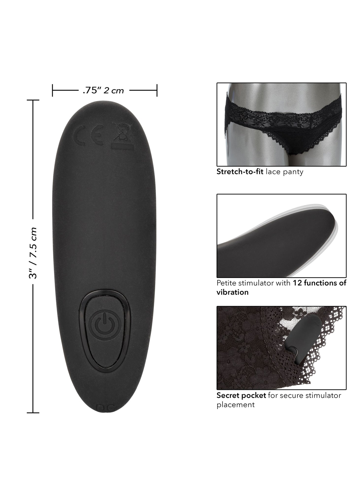 Slip vibrante in pizzo con telecomando L/XL