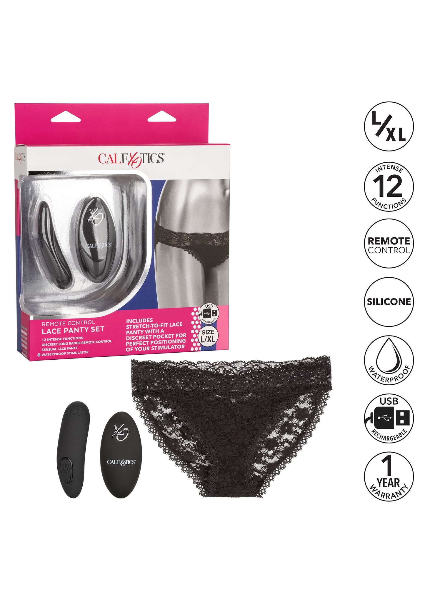 Slip vibrante in pizzo con telecomando L/XL