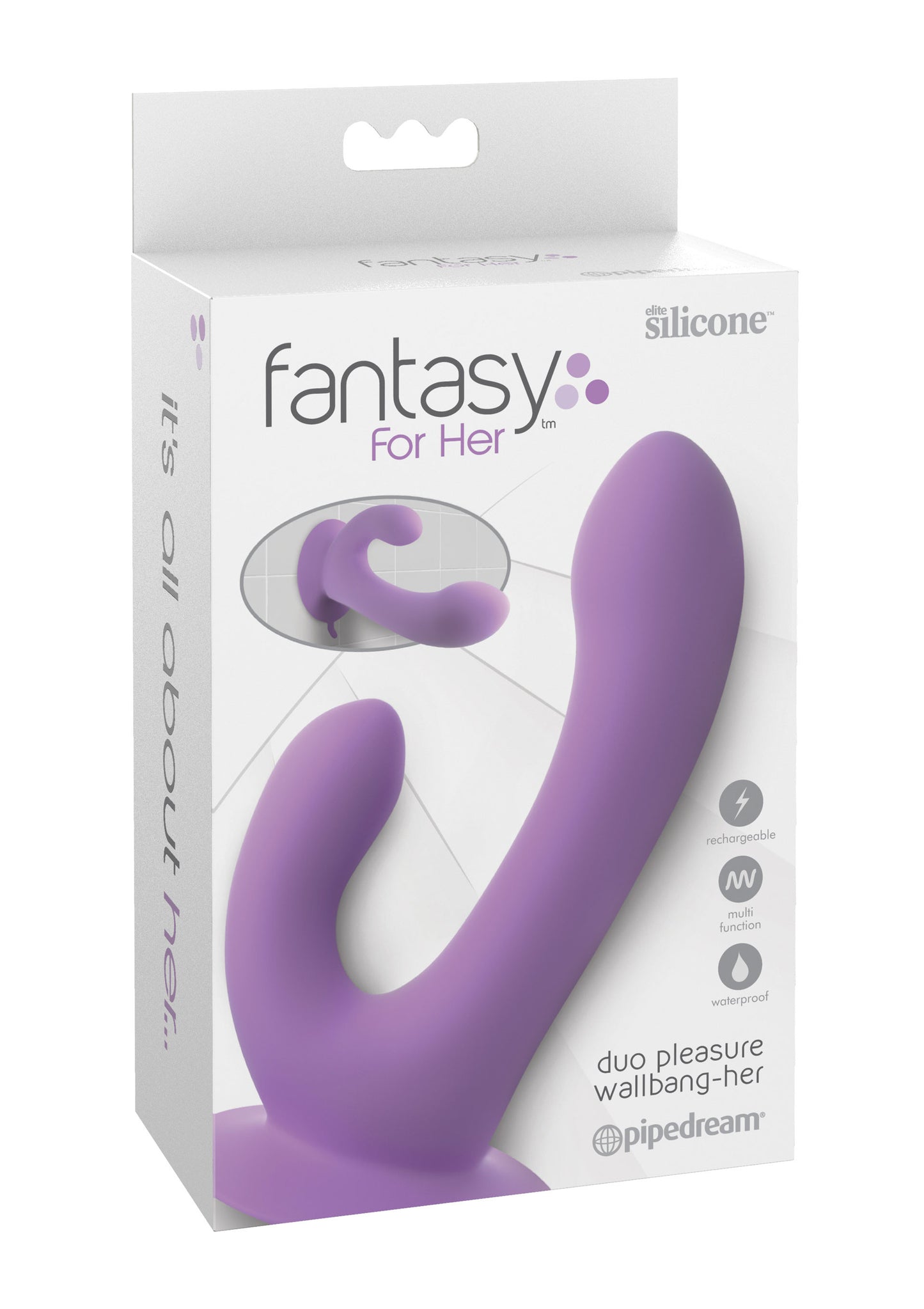 Duo Pleasure Wallbang-Her vibratore doppio con ventosa