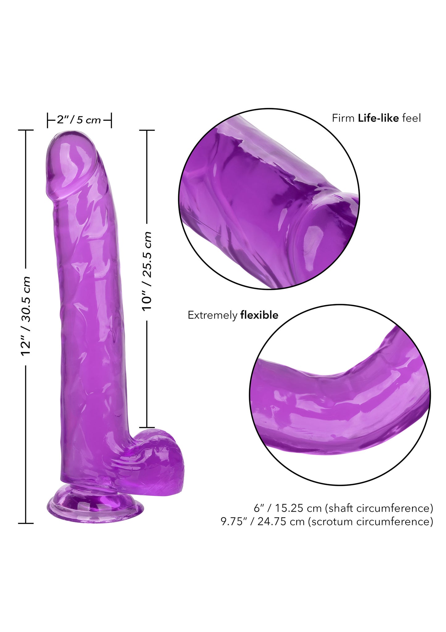 Fallo maxi con ventosa e testicoli Queen Size Dong 10 Inch