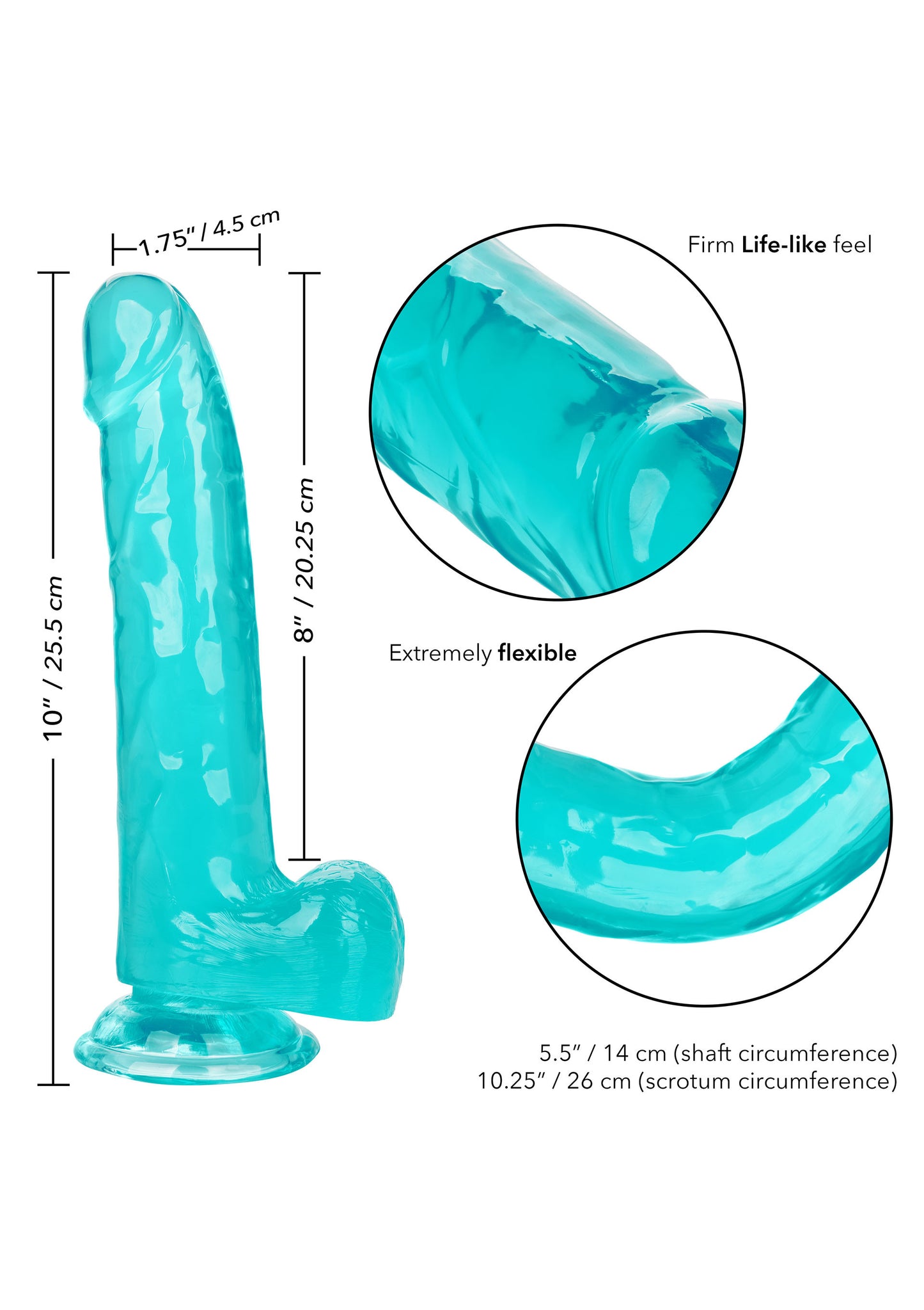 Fallo con ventosa e testicoli vaginale anale Queen Size Dong 8 Inch
