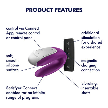 Vibratore per coppia Double Fun Purple con APP