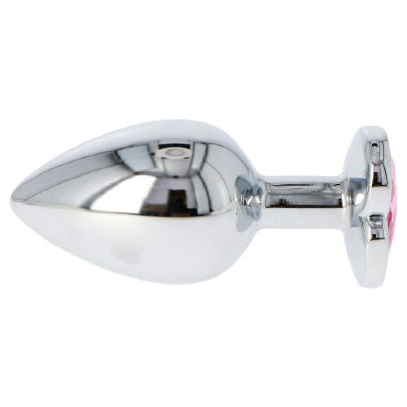 Fallo  anale in metallo acciaio dildo grande con pietra gioiello cuore rosa pink plug maxi anal butt