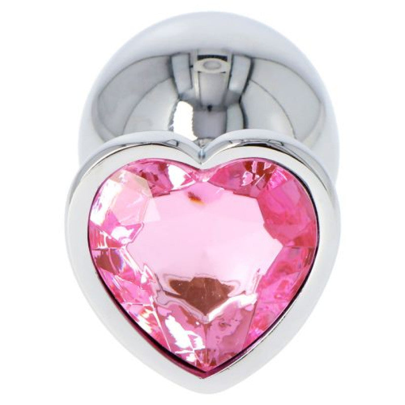Fallo  anale in metallo acciaio dildo grande con pietra gioiello cuore rosa pink plug maxi anal butt