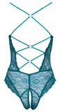 Body in pizzo verde petrolio cavallo aperto