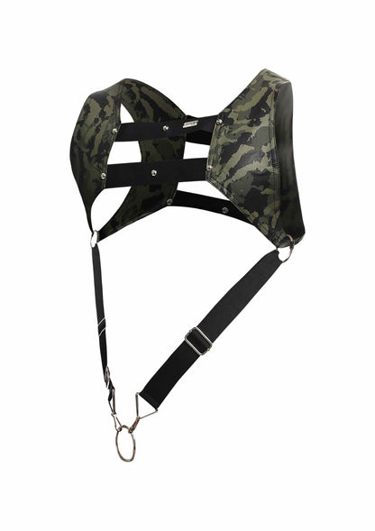 Imbragatura verde militare con anello fallico DNGEON Top Cockring Harness