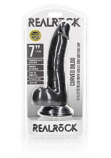Fallo realistico nero Dildo with Balls and Suction Cup - 7''/ 18 cm