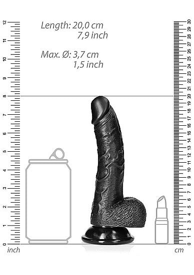Fallo realistico nero Dildo with Balls and Suction Cup - 7''/ 18 cm