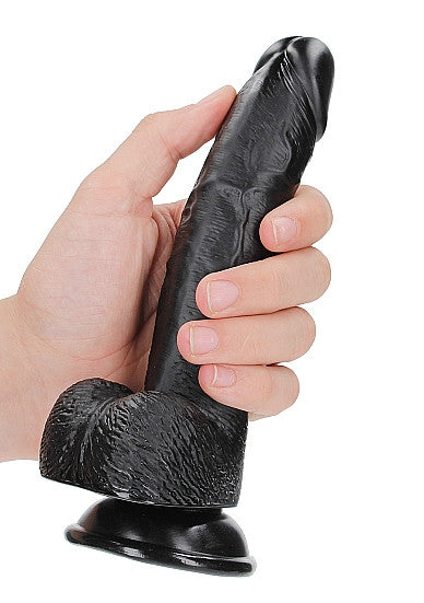 Fallo realistico nero Dildo with Balls and Suction Cup - 7''/ 18 cm