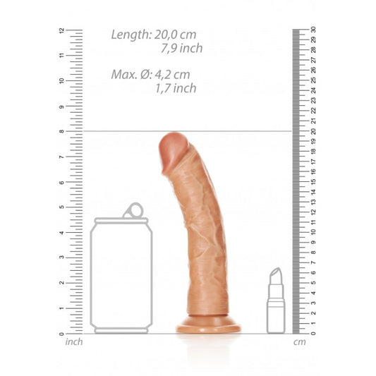 Fallo CURVED REALISTIC DILDO WITH SUCTION CUP - 7''/ 18 CM tan