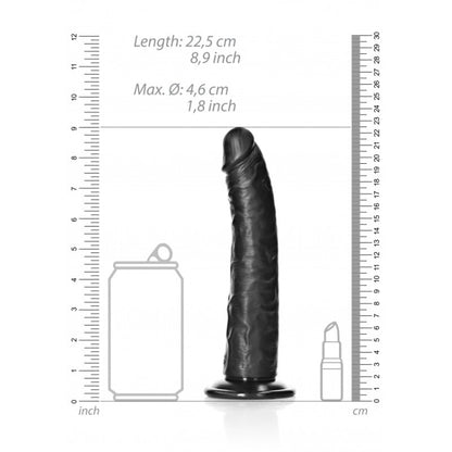 Fallo grande nero slim REALISTIC DILDO without Balls WITH SUCTION CUP - 8''/ 20,5 CM
